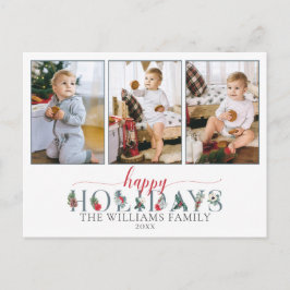 Feierliche Feiertage 3-Foto-Flora Postkarte