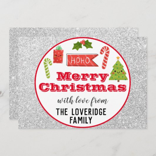 Feierliche Feiertage Frohe Weihnachten Roter Silbe (Vorne/Hinten)