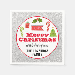 Feierliche Feiertage Frohe Weihnachten Roter Silbe Serviette