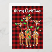 Feierliche Feiertage Giraffe, blinkendes Licht, ka Einladung (Vorne/Hinten)