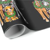 Feierliche Feiertage Giraffe, Zebra, Tiger Wrappin Geschenkpapier (Rolleneckpunkt)