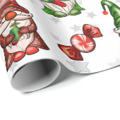 Feierliche Feiertage Gnomes Silver Stars Wrapping Geschenkpapier (Rolleneckpunkt)