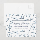 Feierliche Feiertage mit blauen Geschäftserlebniss Feiertagspostkarte (Vorne/Hinten)