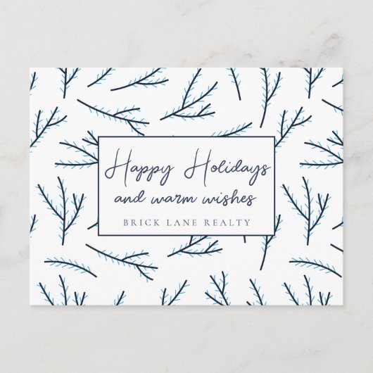 Feierliche Feiertage mit blauen Geschäftserlebniss Feiertagspostkarte (Vorderseite)