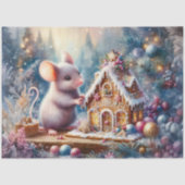 Feierliche Feiertage Mouse Gingerbrot Haus Dekoupa Seidenpapier (Vorderseite)