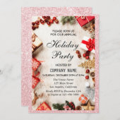 Feierliche Feiertage Rose Gold Glitzer Einladung (Vorne/Hinten)