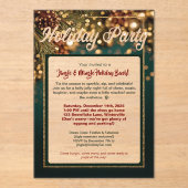 Feierliche Feiertage Rot & Gold Jingle & Mingle Acryleinladungen (Vorderseite)