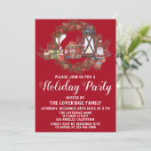 Feierliche Feiertage Rot & Grün Einladung (Stehend Vorderseite)
