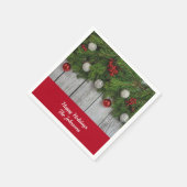 Feierliche Feiertage Rot Grün & Silberner Cocktail Serviette (Ecke)