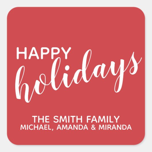 Feierliche Feiertage Rot Quadratischer Aufkleber (Vorderseite)