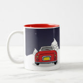 Feierliche Feiertage Roter Figaro Auto Zweifarbige Tasse (Links)