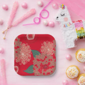 Feierliche Feiertage Teller Blumenrot (Party)