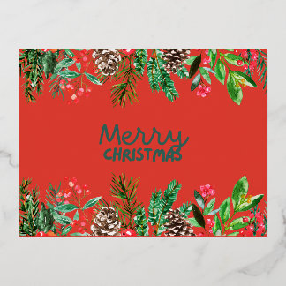 Feierliche Feiertage: Weihnachts-Postkarte Folien Feiertagspostkarte