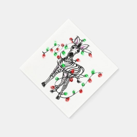 Feierliche Feiertage Zebra, blinkende Lichter Serviette (Ecke)