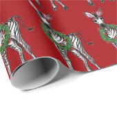 Feierliche Feiertage Zebra mit Holly-Kranz-Wrappin Geschenkpapier (Rolleneckpunkt)