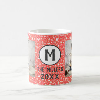 Feierliche Feiertagsfamilie Monogramm Rotes 2 Foto Kaffeetasse
