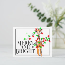 Feierliche Feiertagsgiraffe | Rot-grüne Xmas-Licht Postkarte