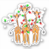 Feierliche Feiertagsgiraffen | Rotgrünes Tinklicht Aufkleber (Vorderseite)