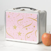 Feierliche Feste - Pink & Gold Star Food Box Metall Brotdose (Beispiel)