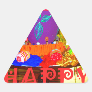 Feierliche Feste Springtime Osterfarbene Eizellen  Dreieckiger Aufkleber