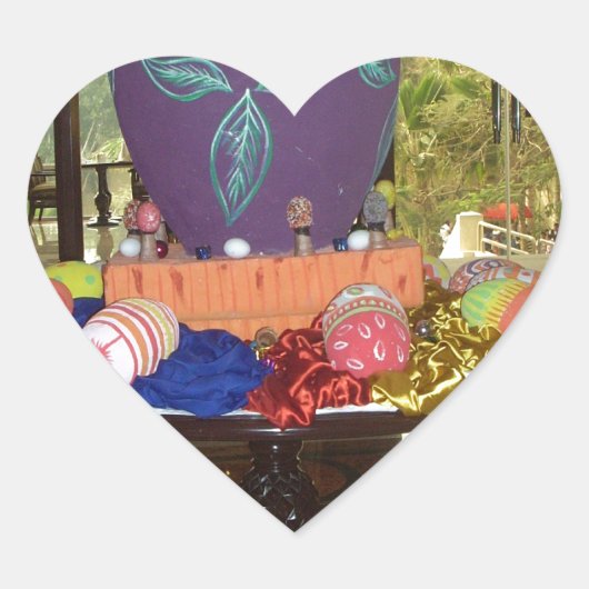 Feierliche Feste Springtime Osterfarbene Eizellen Herz-Aufkleber (Vorderseite)