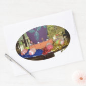 Feierliche Feste Springtime Osterfarbene Eizellen Ovaler Aufkleber (Umschlag)