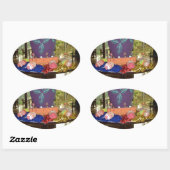 Feierliche Feste Springtime Osterfarbene Eizellen Ovaler Aufkleber (Blatt)