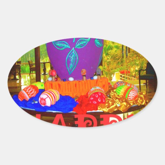 Feierliche Feste Springtime Osterfarbene Eizellen Ovaler Aufkleber (Vorderseite)