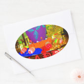 Feierliche Feste Springtime Osterfarbene Eizellen Ovaler Aufkleber (Umschlag)