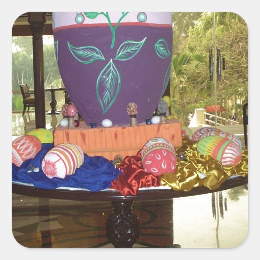 Feierliche Feste Springtime Osterfarbene Eizellen Quadratischer Aufkleber (Vorderseite)