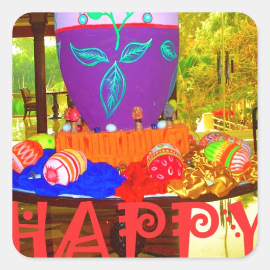 Feierliche Feste Springtime Osterfarbene Eizellen  Quadratischer Aufkleber (Vorderseite)