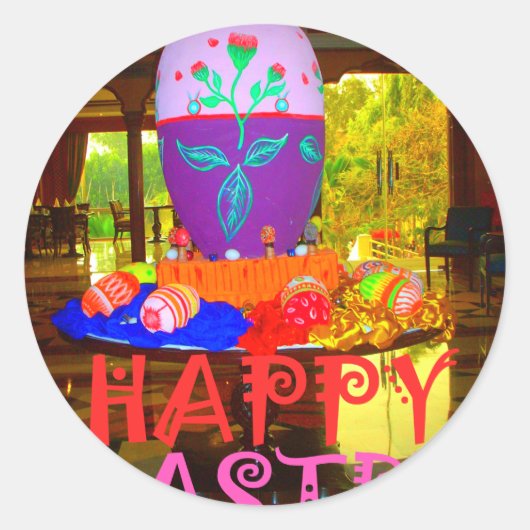 Feierliche Feste Springtime Osterfarbene Eizellen Runder Aufkleber (Vorderseite)