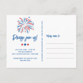 Feierliche Feuerwerke 4. Juli Party Einladung Postkarte (Rückseite)