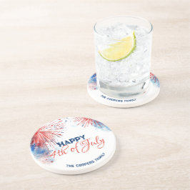 Feierliche Feuerwerke am 4. Juli Individuelle Name Getränkeuntersetzer