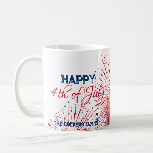 Feierliche Feuerwerke am 4. Juli Individuelle Name Kaffeetasse (Links)