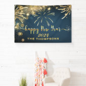 Feierliche Feuerwerke Frohes Neues Jahr Blau und G Banner (InSitu)