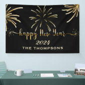 Feierliche Feuerwerke glücklich Neues Jahr Schwarz Banner (Messe)