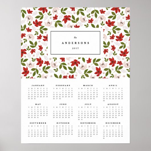 Feierliche Florals 16x20 2017 Jährlicher Kalender Poster (Vorne)