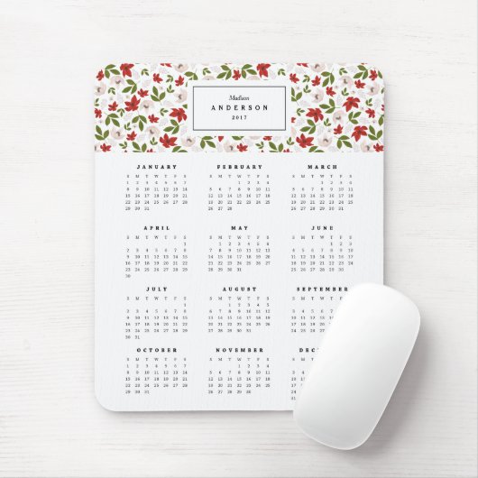 Feierliche Florals Jahr Kalender Mousepad (Mit Mouse)