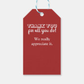 Feierliche Freiwillige Vielen Dank Geschenkanhänger (Rückseite)