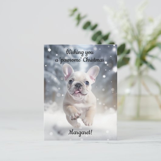 Feierliche Frenchie Frolic Postkarte (Stehend Vorderseite)