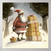 Feierliche Freude: Der glückliche schwarze Santa Poster (Vorne)