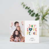 Feierliche Freude, Liebe, Frieden, Foto Weihnachte Postkarte (Stehend Vorderseite)