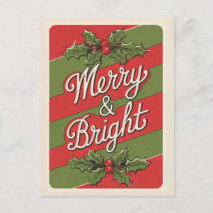 Feierliche Freude: Merry & Bright Feiertagspostkarte