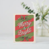 Feierliche Freude: Merry & Bright Feiertagspostkarte (Stehend Vorderseite)
