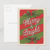 Feierliche Freude: Merry & Bright Feiertagspostkarte (Vorne/Hinten)