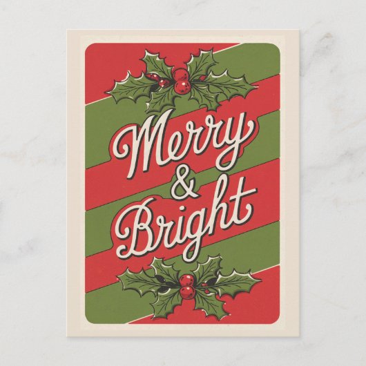 Feierliche Freude: Merry & Bright Feiertagspostkarte (Vorderseite)