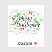 Feierliche Frohe Weihnachten Aufkleber (Blatt)