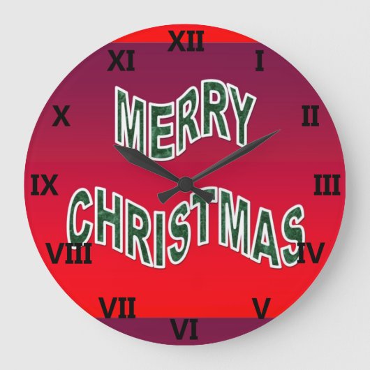 Feierliche Frohe Weihnachten Große Wanduhr (Vorderseite)