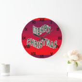 Feierliche Frohe Weihnachten Große Wanduhr (Zuhause)